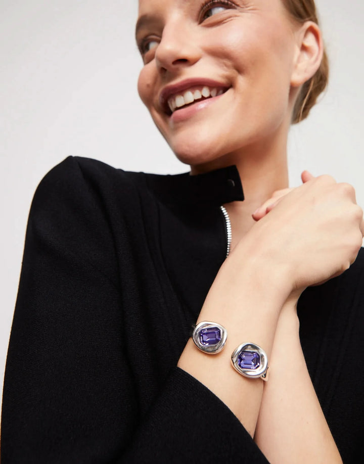 Sterling Silver Plated Faceted Crystal Purple Bracelet PUL2453MORMTLUNOde50PUL2453MORMTL0M
