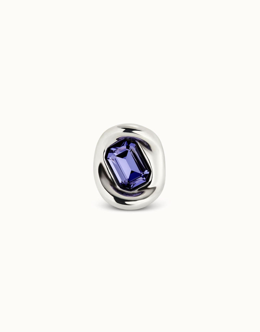 Sterling Silver Plated Faceted Crystal Purple Ring ANI0826MORMTL