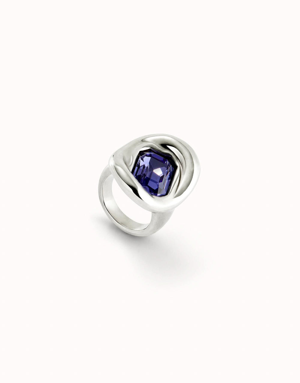Sterling Silver Plated Faceted Crystal Purple Ring ANI0826MORMTL