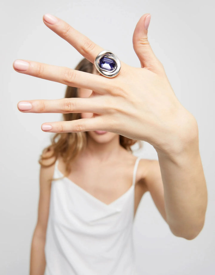 Sterling Silver Plated Faceted Crystal Purple Ring ANI0826MORMTLUNOde50ANI0826MORMTL12