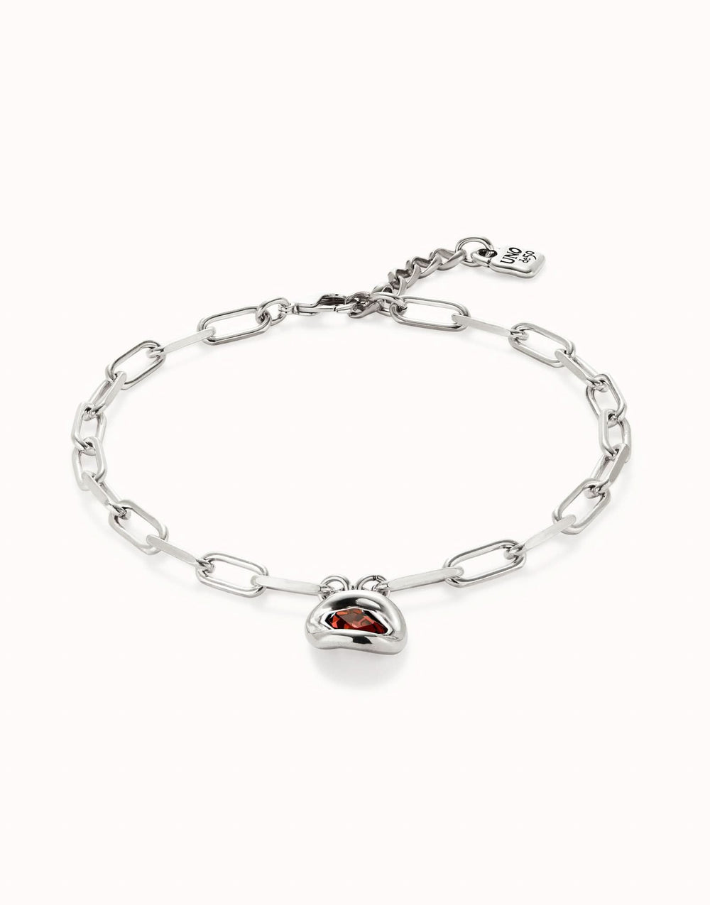 Sterling Silver Plated Faceted Crystal Red Necklace COL1945ROJMTL