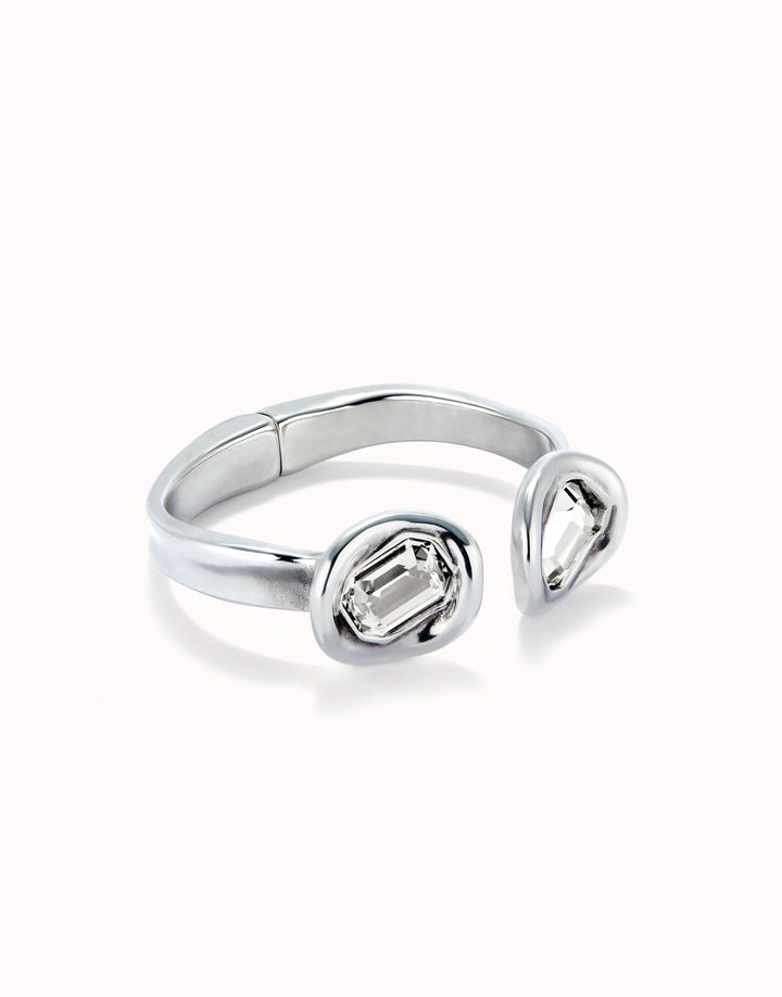 Sterling Silver Plated Faceted Crystal White Bracelet PUL2453BLNMTLUNOde50PUL2453BLNMTL0M
