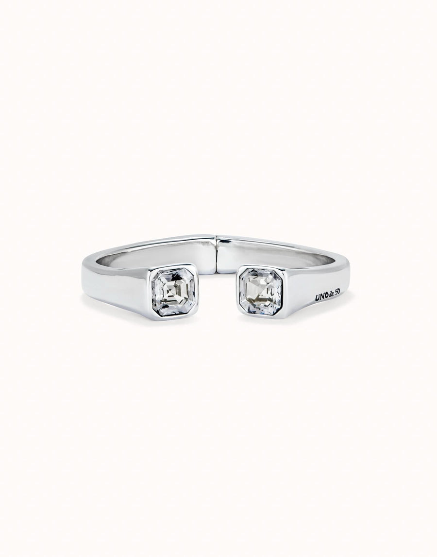 Sterling Silver Plated Faceted Crystal White Bracelet PUL2485BLNMTL