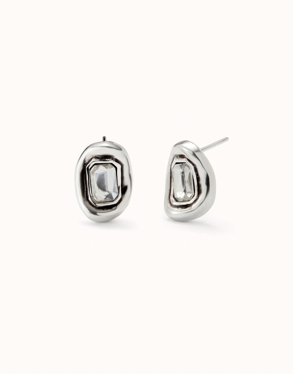 Sterling Silver Plated Faceted Crystal White Earrings PEN0964BLNMTL