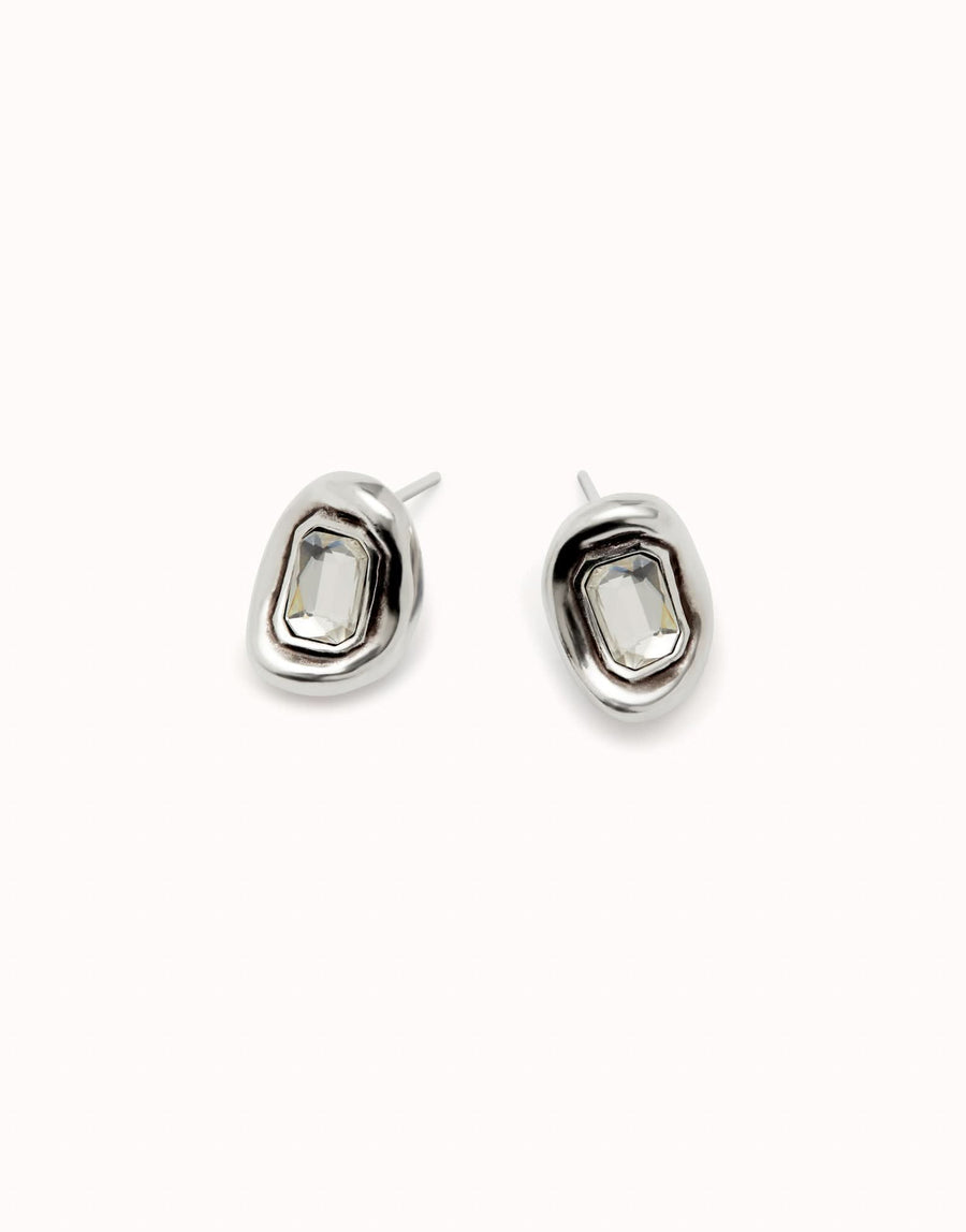 Sterling Silver Plated Faceted Crystal White Earrings PEN0964BLNMTL