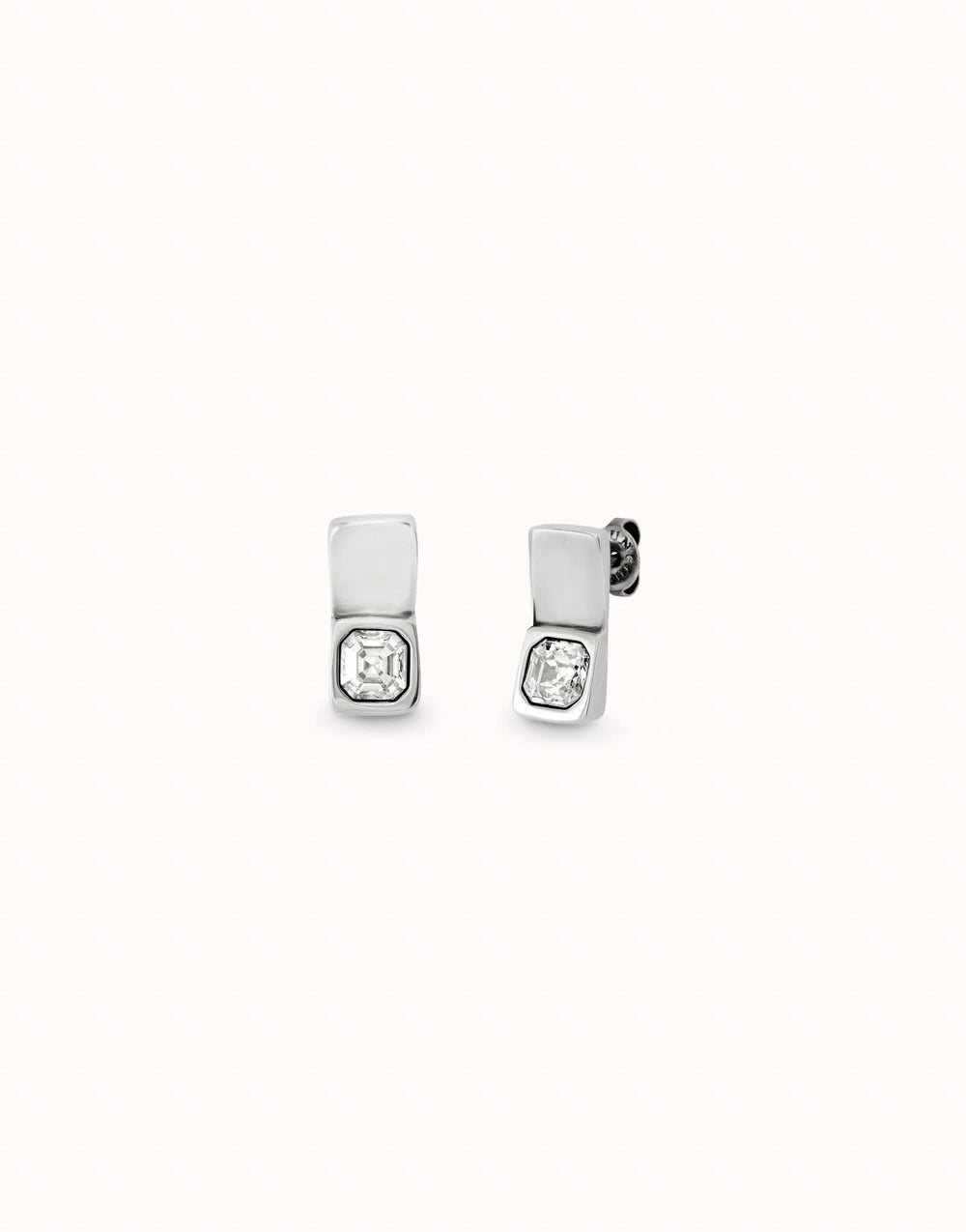 Sterling Silver Plated Faceted Crystal White Earrings PEN0965BLNMTL