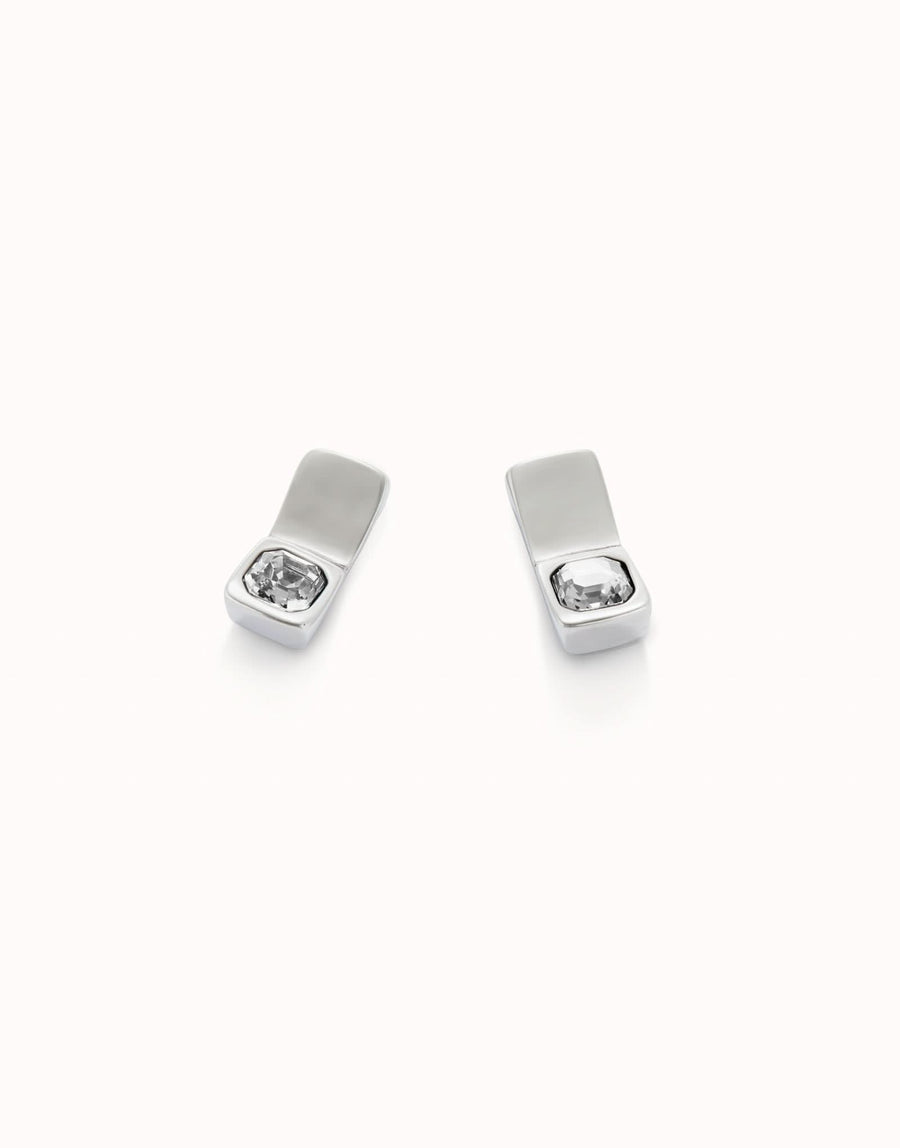 Sterling Silver Plated Faceted Crystal White Earrings PEN0965BLNMTL