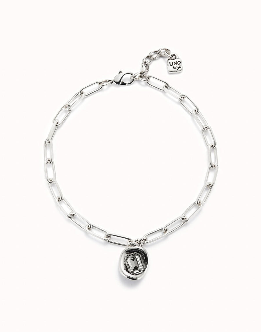 Sterling Silver Plated Faceted Crystal White Necklace COL1945BLNMTL