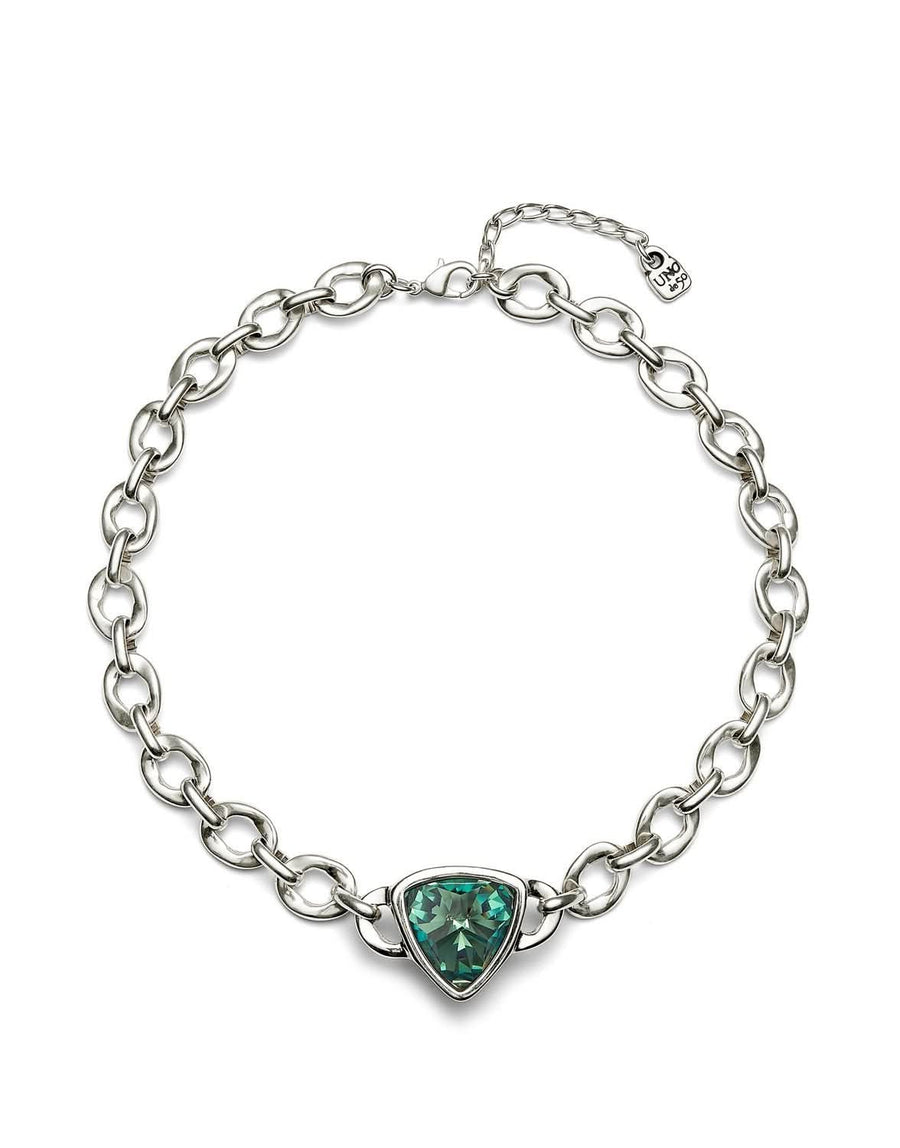 Sterling Silver Plated Ser Camaleonica Green Necklace COL1979VRDMTL0U