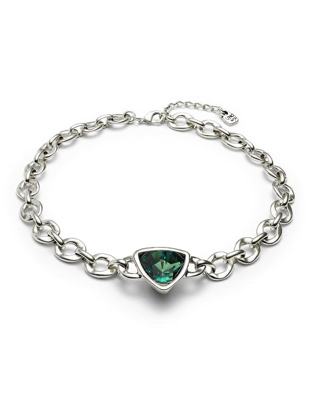 Sterling Silver Plated Ser Camaleonica Green Necklace COL1979VRDMTL0U