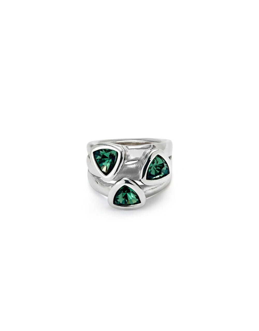 Sterling Silver Plated Ser Camaleonica Green Ring ANI0849VRDMTL