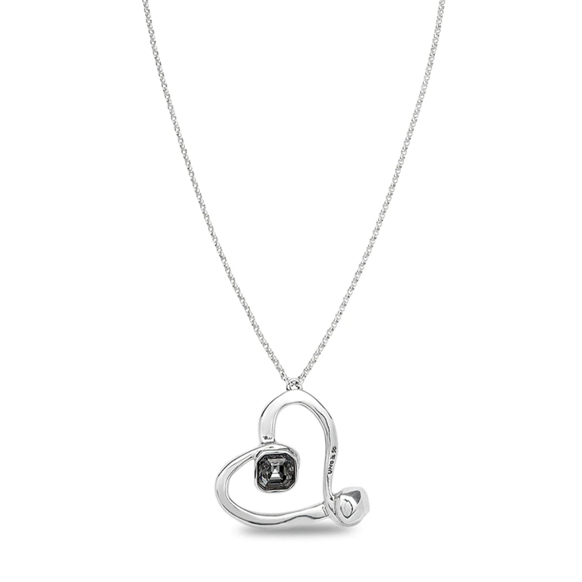 Sterling Silver Plated Ser Expresiva Black Necklace COL1990NGRMTL0U
