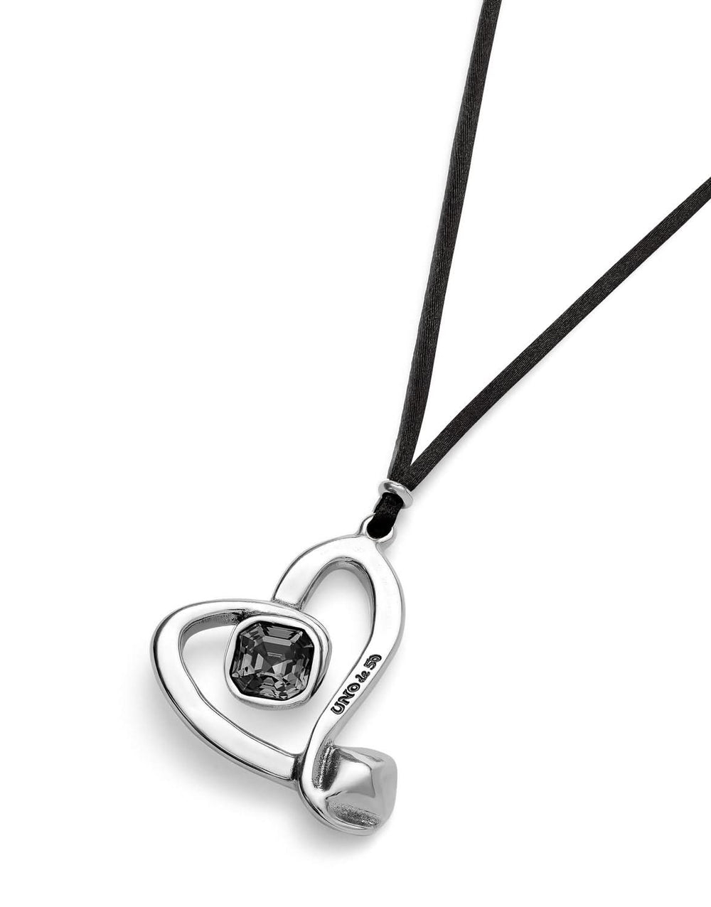 Sterling Silver Plated Ser Expresiva Black Necklace COL2012NGRMTL0U