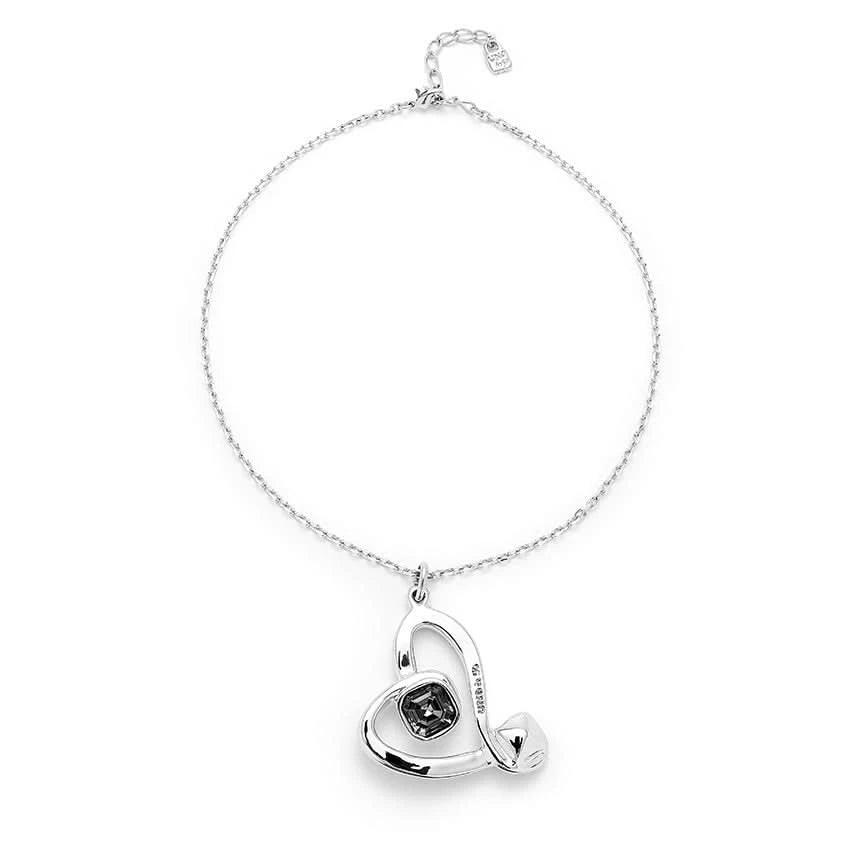 Sterling Silver Plated Ser Expresiva Black Pendant Necklace COL1989NGRMTL0U