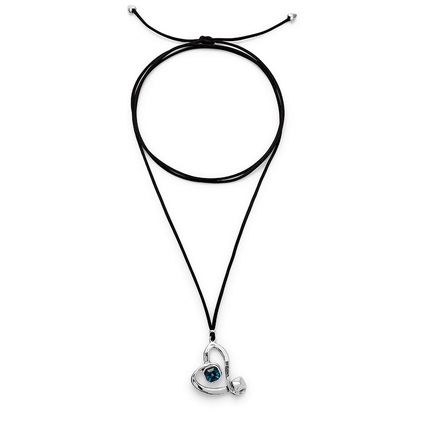 Sterling Silver Plated Ser Expresiva Blue Necklace COL2012AZOMTL0U