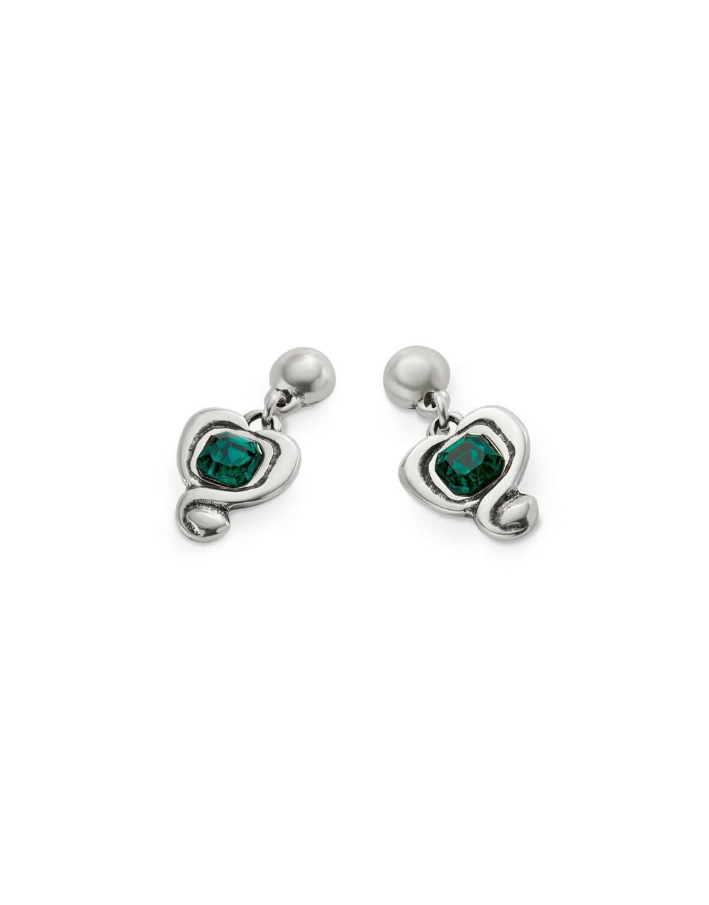 Sterling Silver Plated Ser Expresiva Green Earrings PEN0997VRDMTL0U
