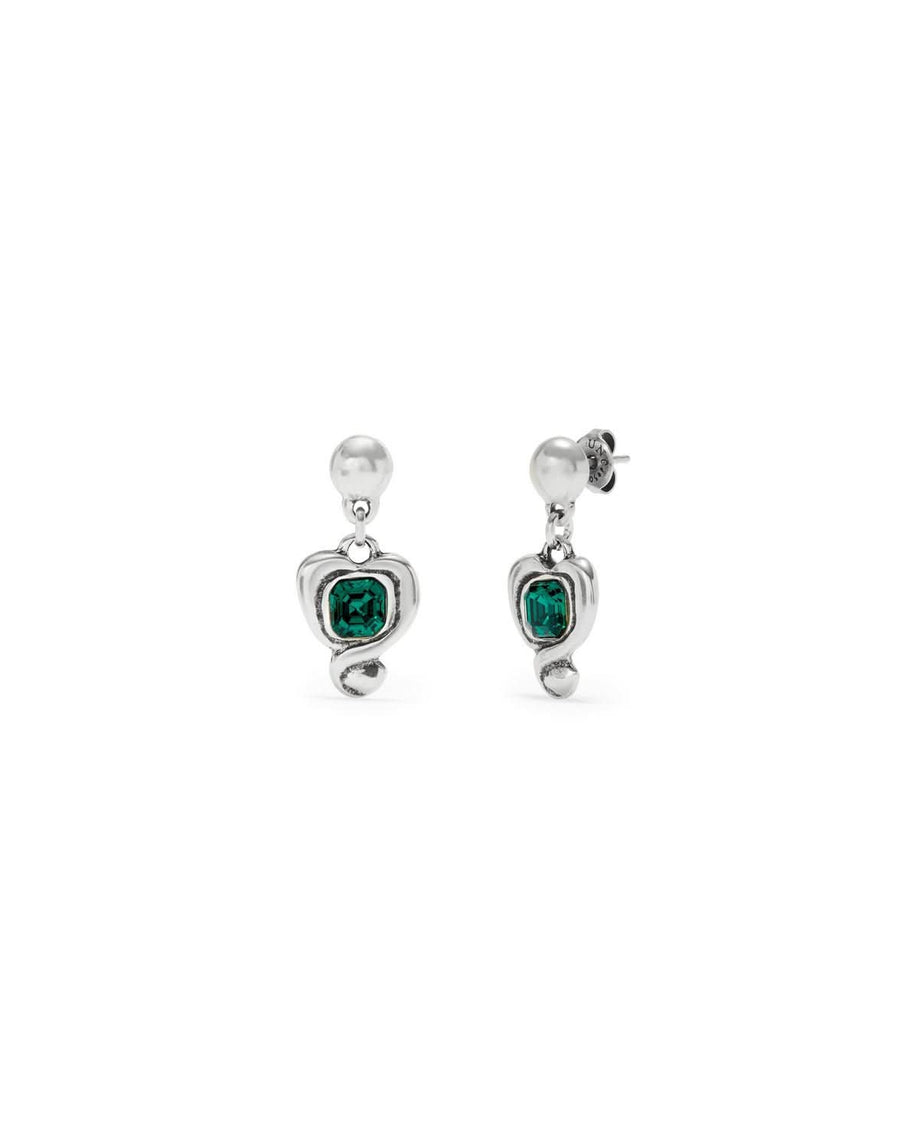 Sterling Silver Plated Ser Expresiva Green Earrings PEN0997VRDMTL0U
