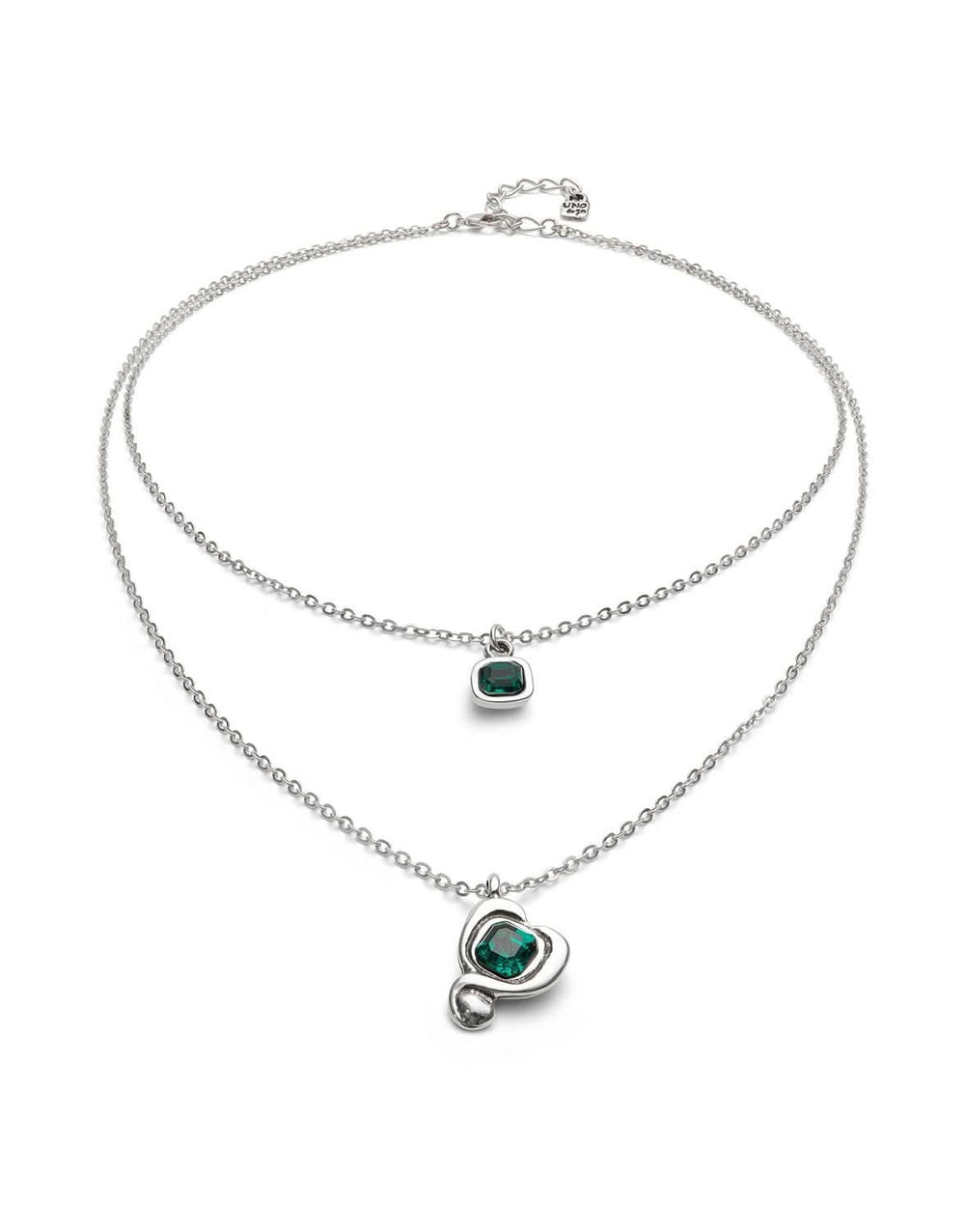 Sterling Silver Plated Ser Expresiva Green Pendant COL2002VRDMTL0U
