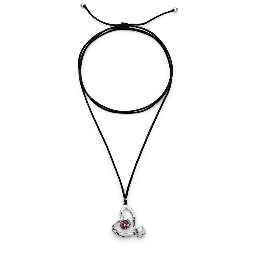Sterling Silver Plated Ser Expresiva Pink Necklace COL2012RSAMTL0U