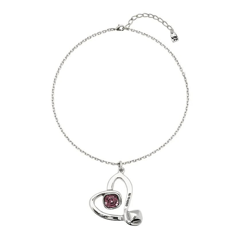 Sterling Silver Plated Ser Expresiva Pink Pendant Necklace COL1989RSAMTL0U