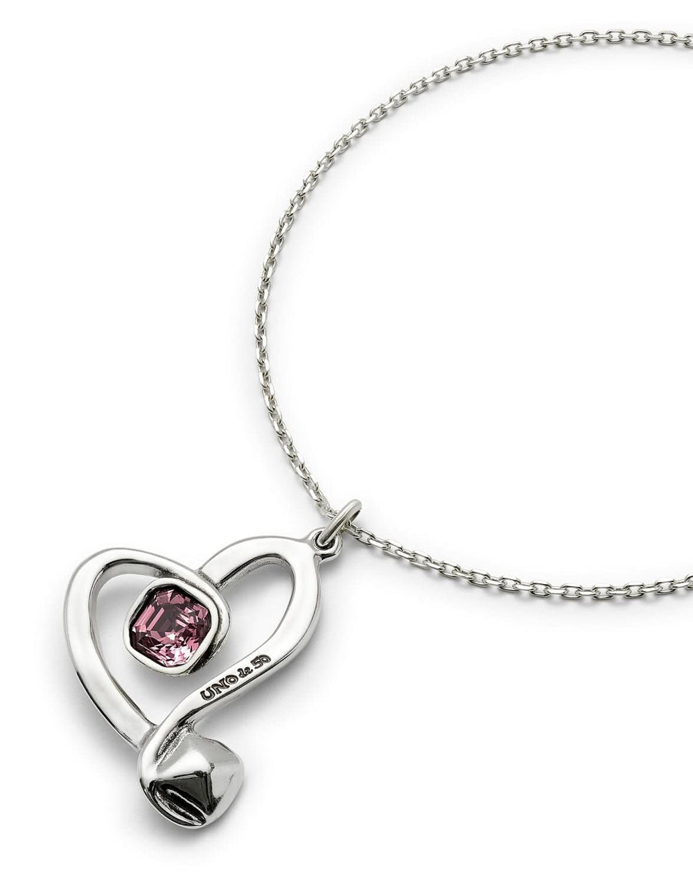 Sterling Silver Plated Ser Expresiva Pink Pendant Necklace COL1989RSAMTL0U