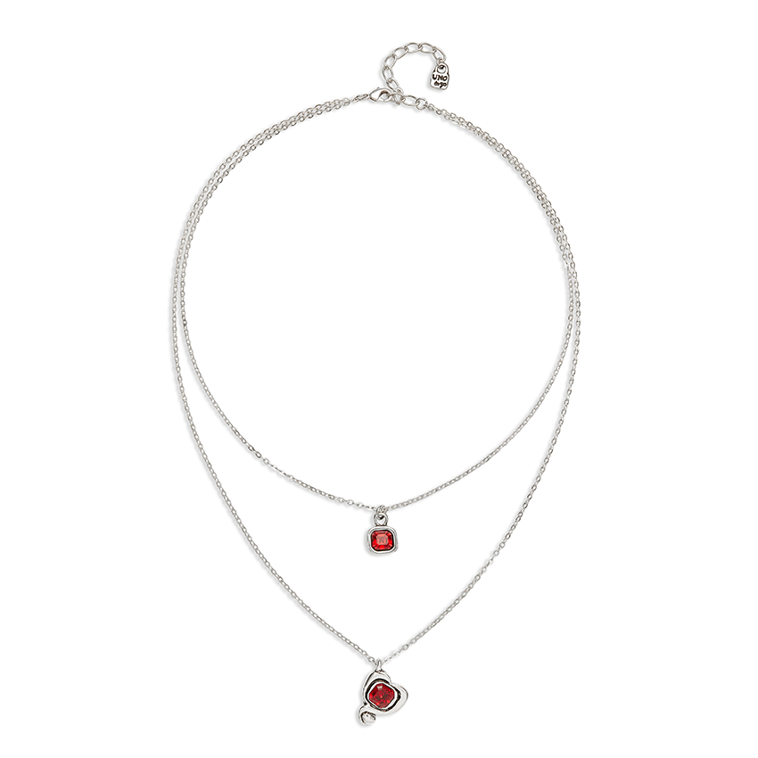 Sterling Silver Plated Ser Expresiva Red Pendant COL2002ROJMTL0U
