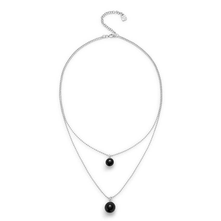 Sterling Silver Plated Ser Fascinante Black Pendant COL2003NGRMTL0U