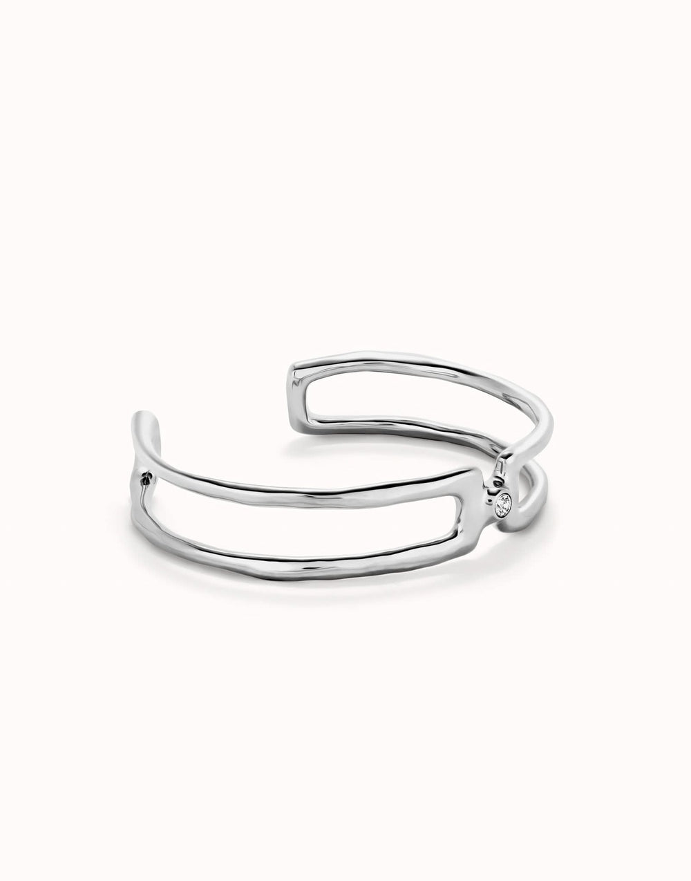 Sterling Silver Plated Ser Indomable White Bangle Bracelet PUL2446BLNMTL0