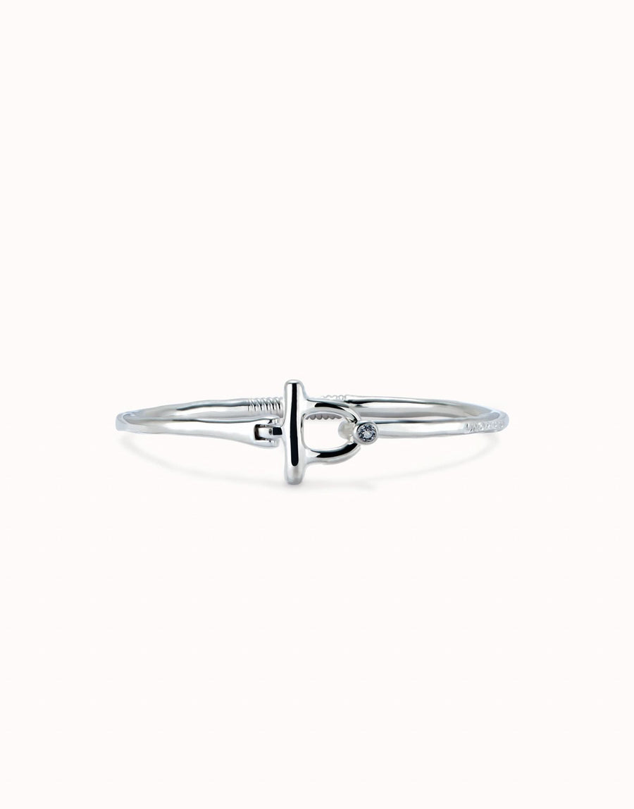 Sterling Silver Plated Ser Indomable White Bangle Bracelet PUL2449BLNMTL0