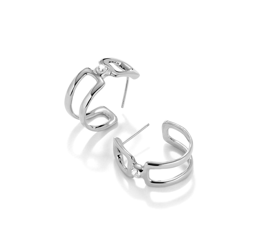 Sterling Silver Plated Ser Indomable White Earrings PEN0971BLNMTL0U
