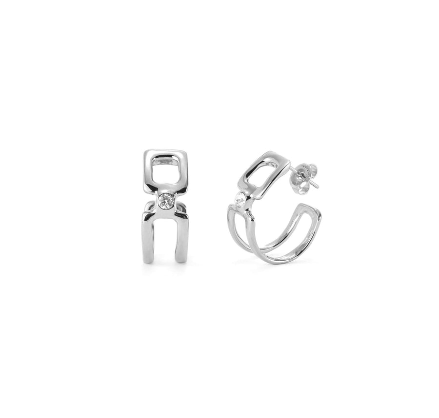 Sterling Silver Plated Ser Indomable White Earrings PEN0971BLNMTL0U