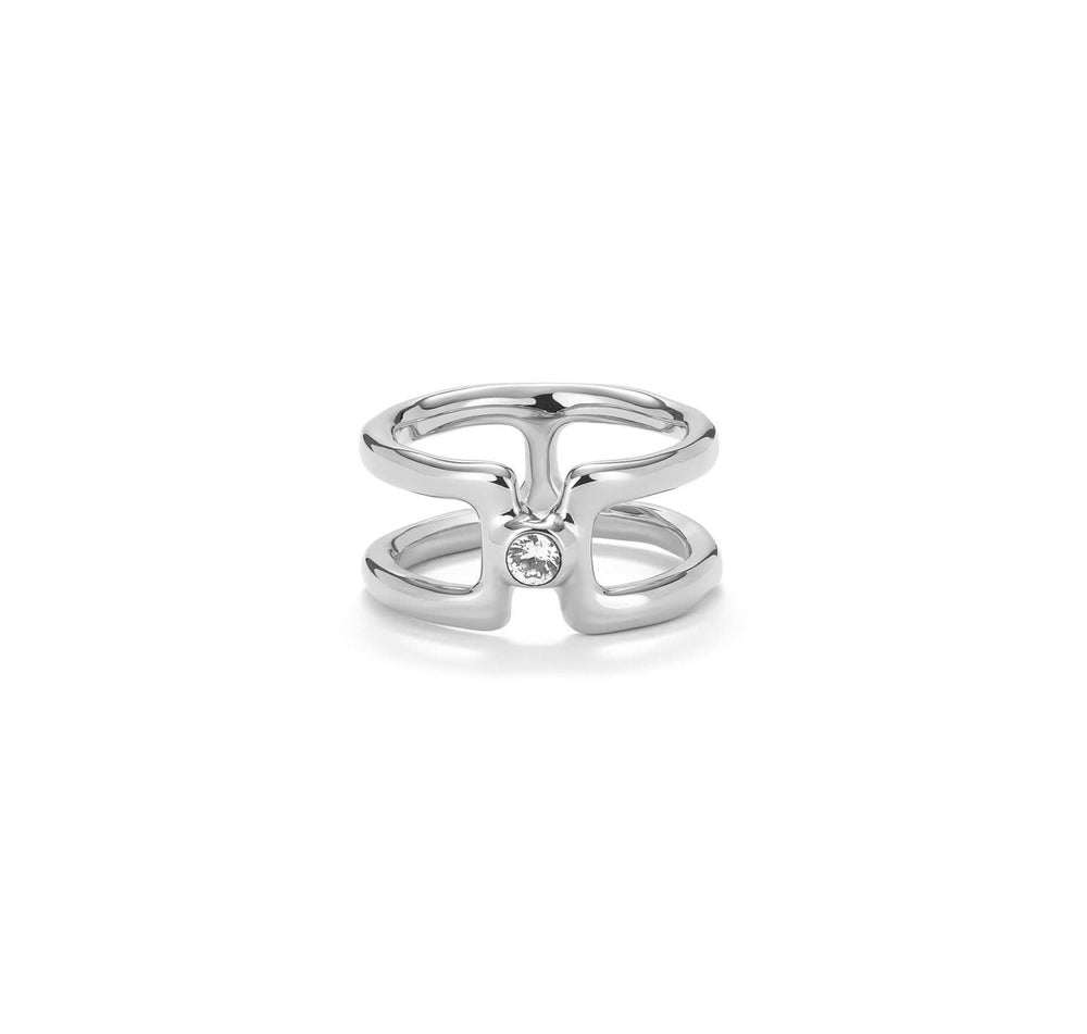 Sterling Silver Plated Ser Indomable White Ring ANI0816BLNMTL