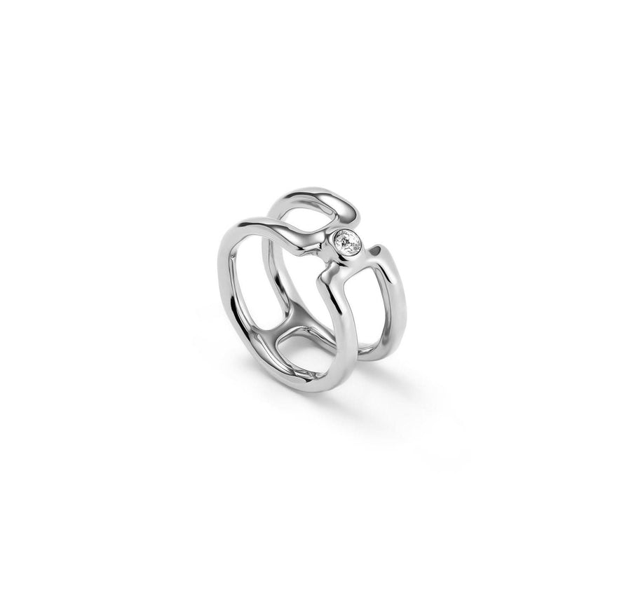 Sterling Silver Plated Ser Indomable White Ring ANI0816BLNMTL