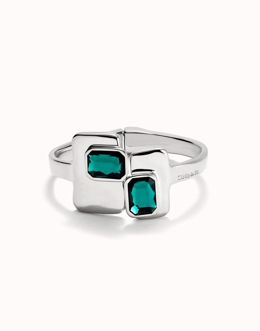 Sterling Silver Plated Ser Magnetica Green Bangle Bracelet PUL2486VRDMTL0