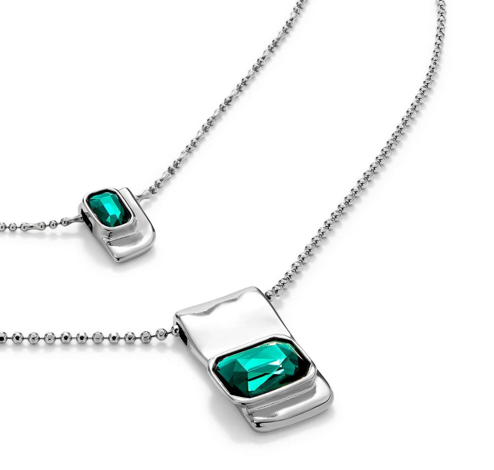 Sterling Silver Plated Ser Magnetica Green Chain COL1957VRDMTL0U