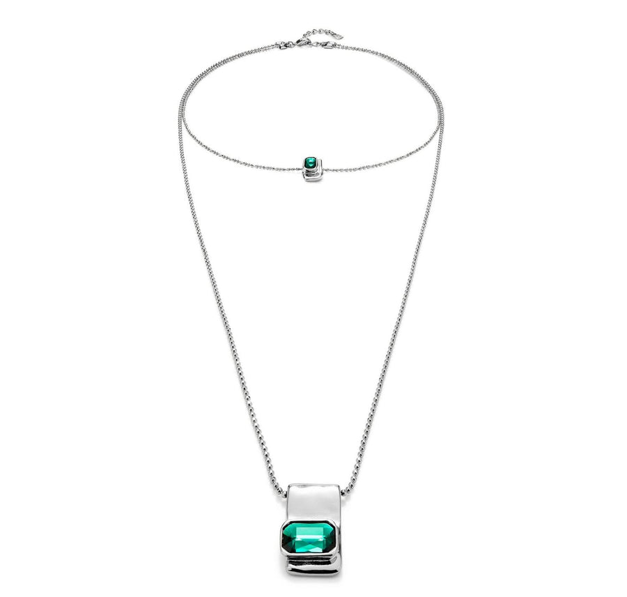 Sterling Silver Plated Ser Magnetica Green Chain COL1957VRDMTL0U
