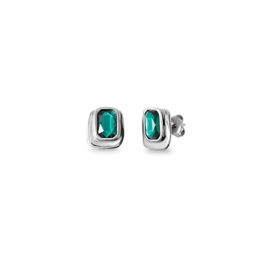Sterling Silver Plated Ser Magnetica Green Earrings PEN0973VRDMTL0U