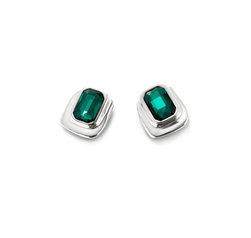 Sterling Silver Plated Ser Magnetica Green Earrings PEN0973VRDMTL0U