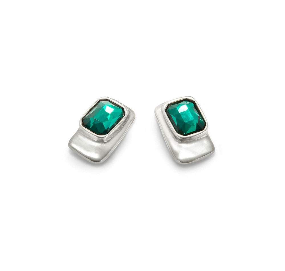 Sterling Silver Plated Ser Magnetica Green Earrings PEN0974VRDMTL0U