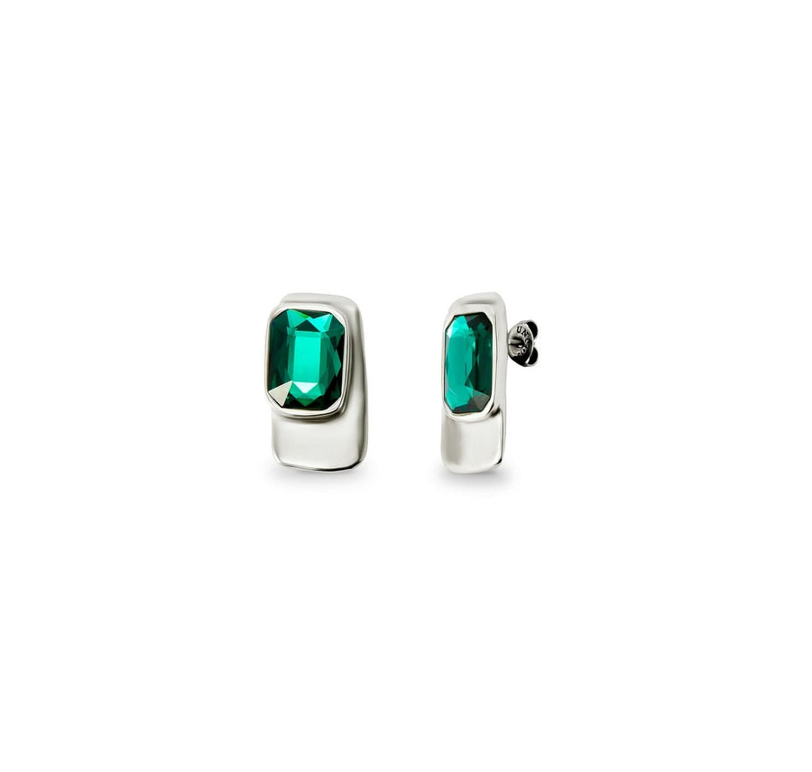 Sterling Silver Plated Ser Magnetica Green Earrings PEN0974VRDMTL0U