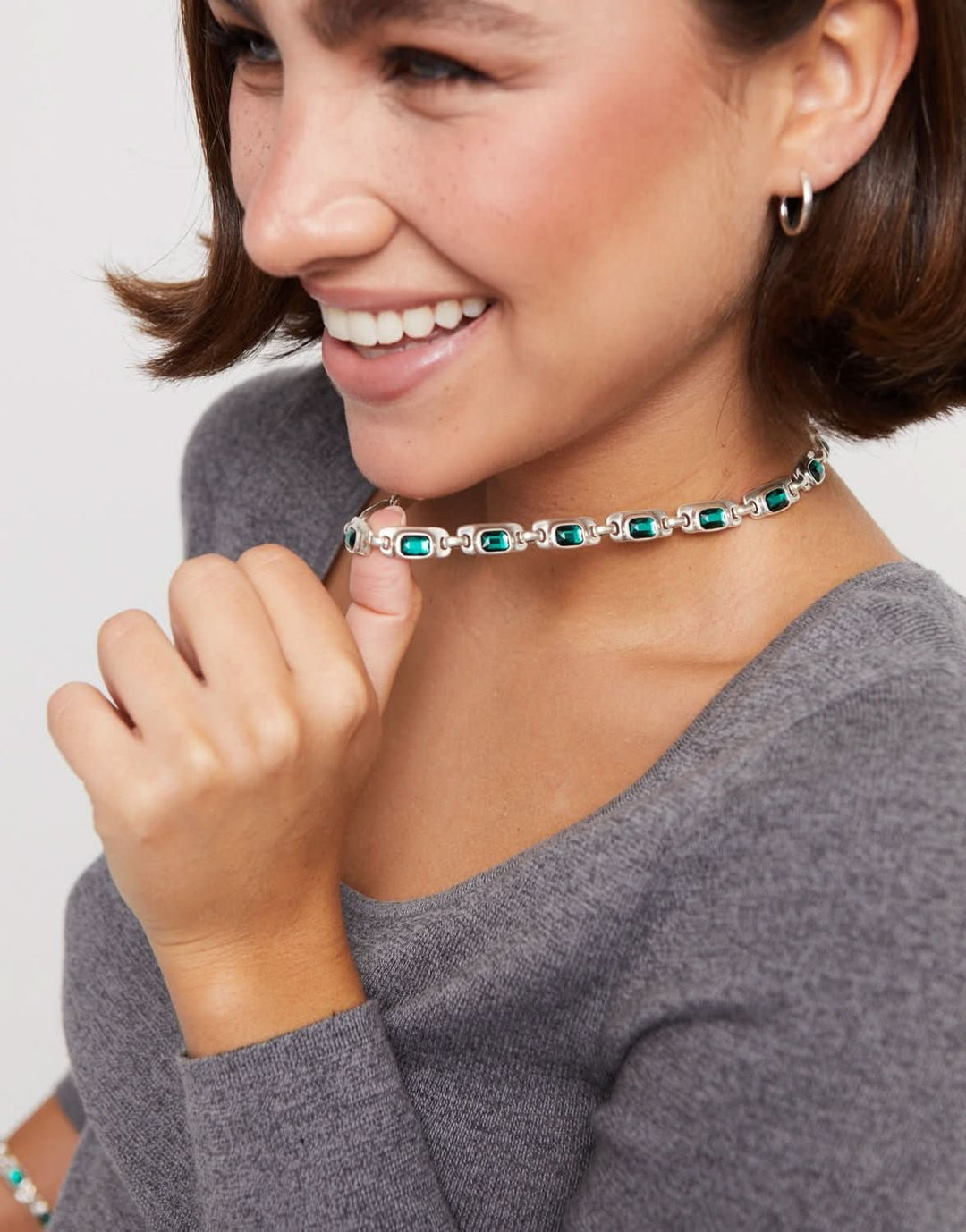 Sterling Silver Plated Ser Magnetica Green Necklace COL1955VRDMTL0UUNOde50COL1955VRDMTL0U