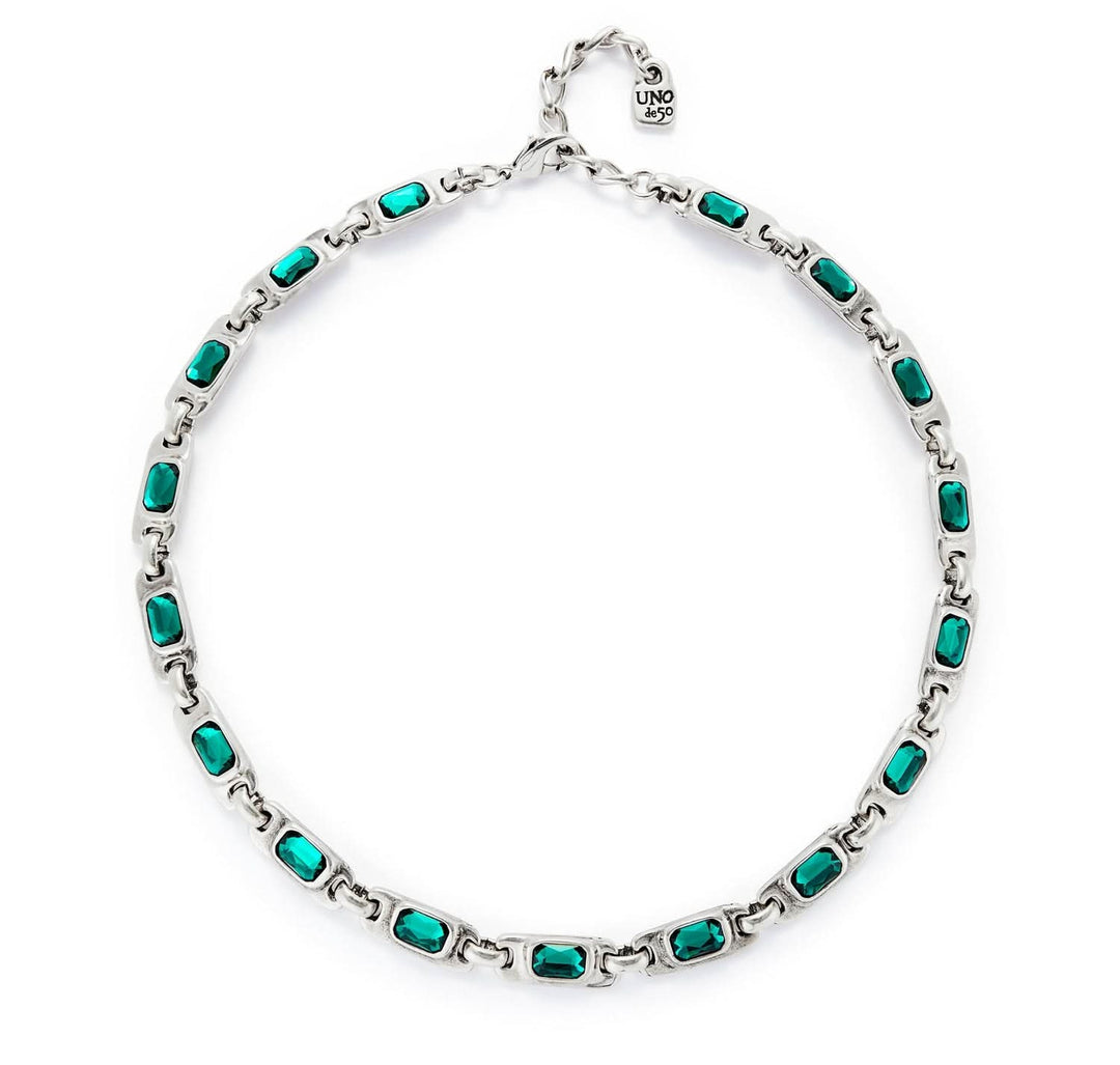 Sterling Silver Plated Ser Magnetica Green Necklace COL1955VRDMTL0UUNOde50COL1955VRDMTL0U