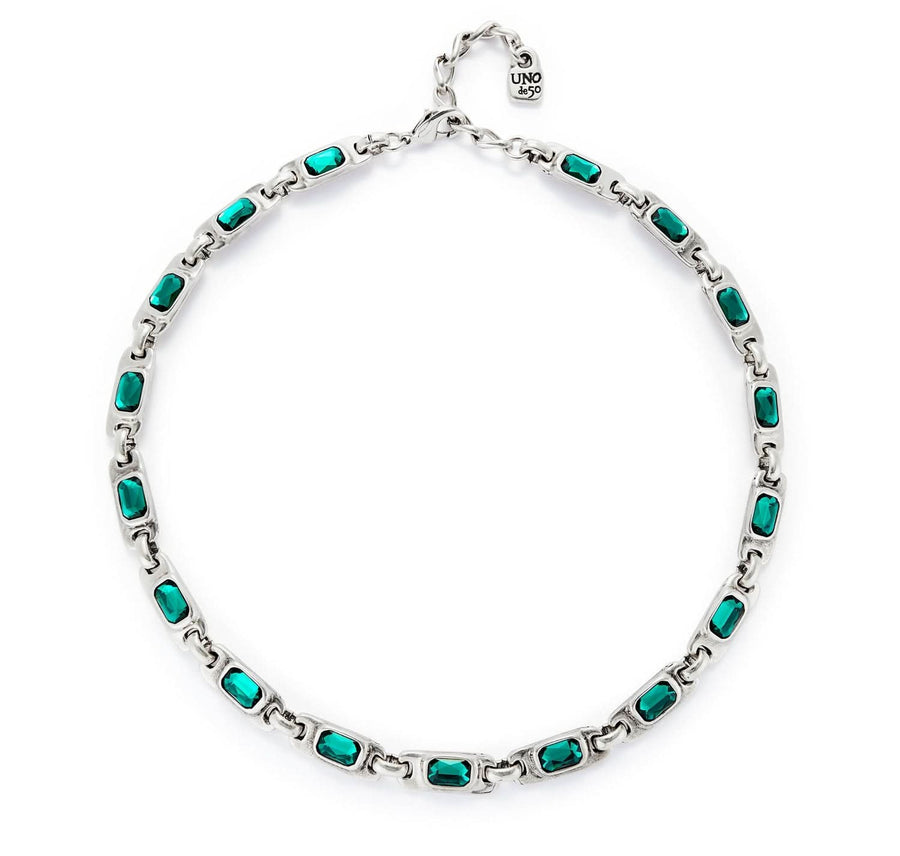 Sterling Silver Plated Ser Magnetica Green Necklace COL1955VRDMTL0U