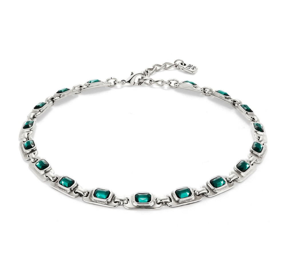 Sterling Silver Plated Ser Magnetica Green Necklace COL1955VRDMTL0U