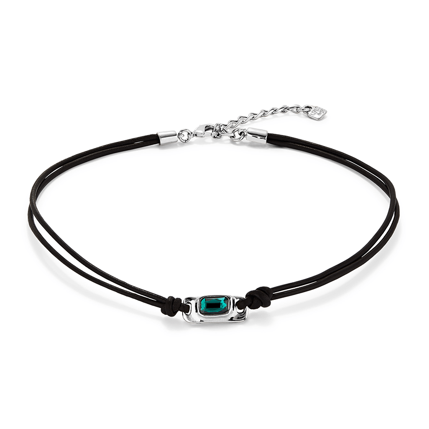 Sterling Silver Plated Ser Magnetica Green Necklace COL1966VRDMTL0U