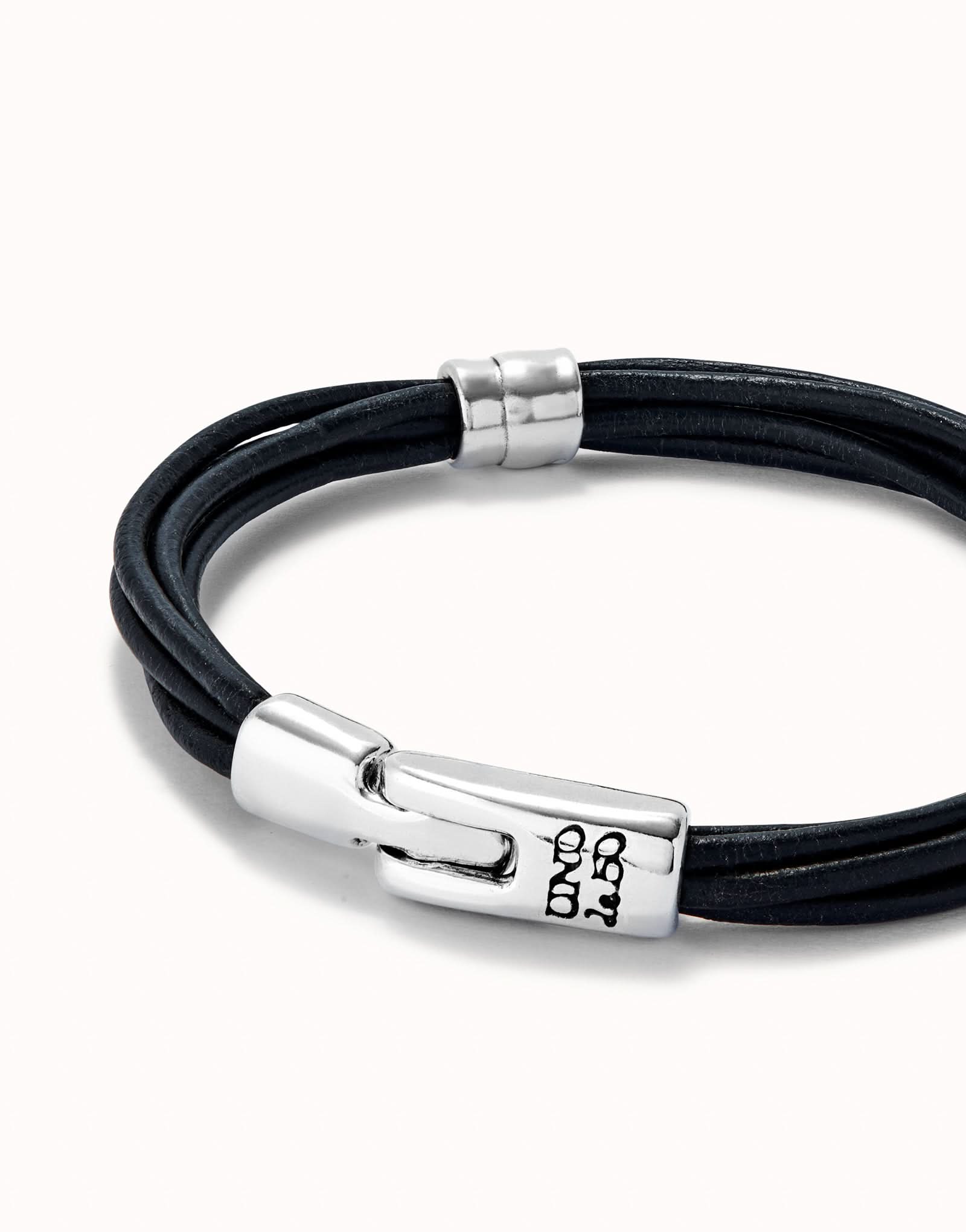 Sterling Silver Plated Ser Natural Black Bracelet PUL2492NGRMTLXUNOde50PUL2492NGRMTLXL