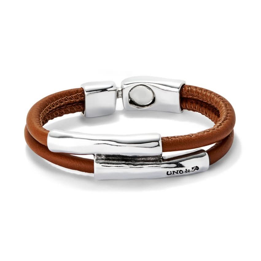 Sterling Silver Plated Ser Natural Brown Bracelet PUL2464CAMMTLXUNOde50PUL2464CAMMTLXL
