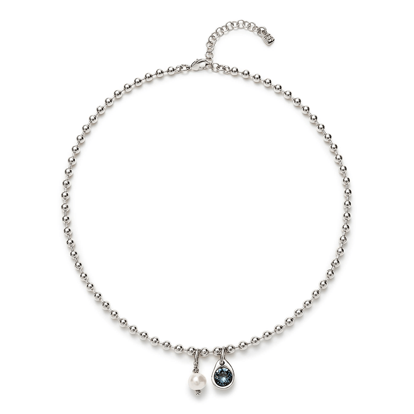 Sterling Silver Plated Ser Unico Blue Charm Necklace COL2015AZOMTL0U