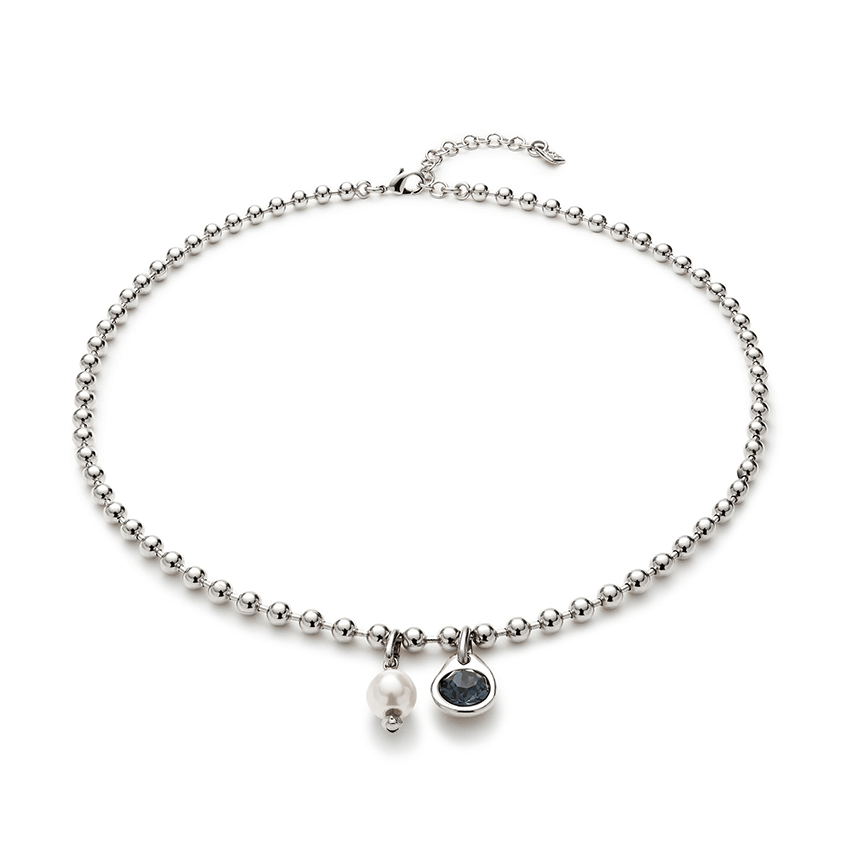Sterling Silver Plated Ser Unico Blue Charm Necklace COL2015AZOMTL0U
