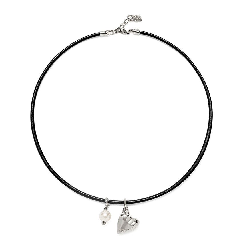 Sterling Silver Plated Ser Unico Brown Charm Necklace COL2014MARMTL0U